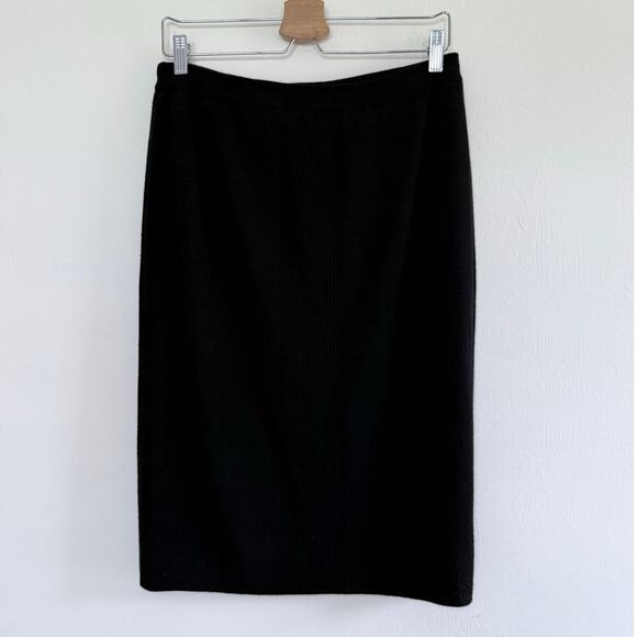 DIANE FREIS vintage y2k 90s 100% Cashwool black textured classic pencil skirt - Picture 5 of 6